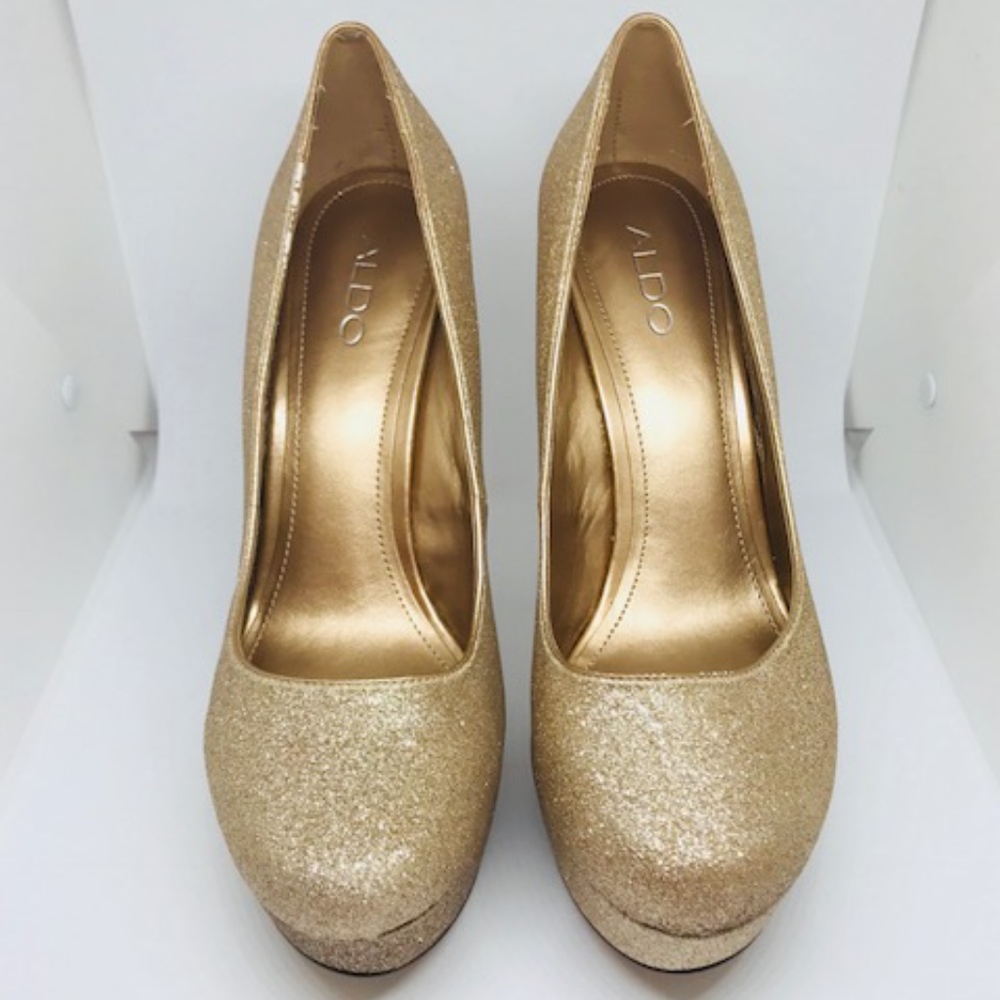 New Aldo Golden-Spark Pump Platform High-Heels